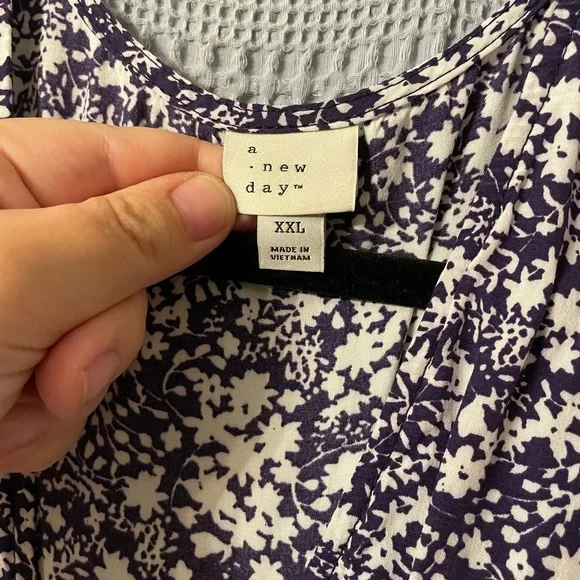 a new day navy and White Floral Long Sleeve Dress - Picture 2 of 3